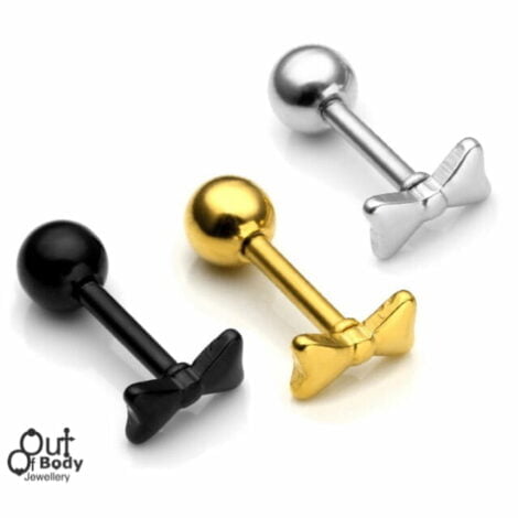 Cartilage/ Tragus Barbell Small Bow Top Earring