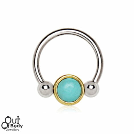 Cartilage Ear/ Septum Horseshoe With Turquoise Snap-In Bead