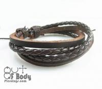 Brown Layered / Plated Leather Wristband