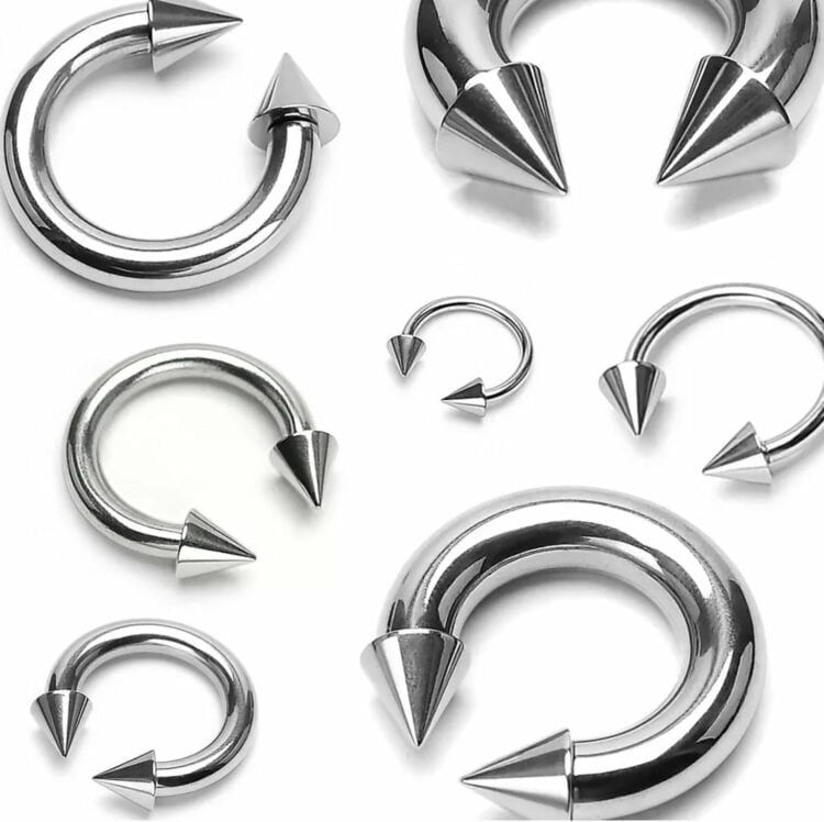 316L Steel Horseshoe Circular Barbell with Cone in Mixed Sizes