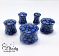 Acrylic Blue Crazy Crackle Saddle Fit Plug
