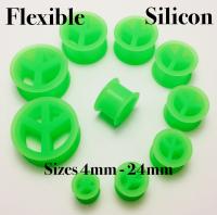Silicon Green Peace Symbol Double Flare Tunnel
