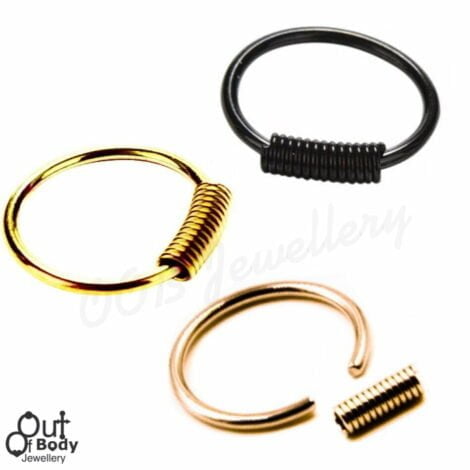316L Steel Captive Spring Ring Septum/ Ear Anodised Colours