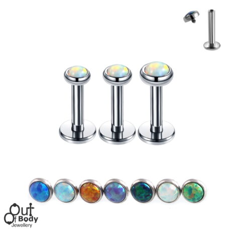 16G Opal Disc Top Internally Threaded Labret Monroe