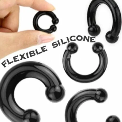 Black Silicon Horseshoe Barbell / Plug