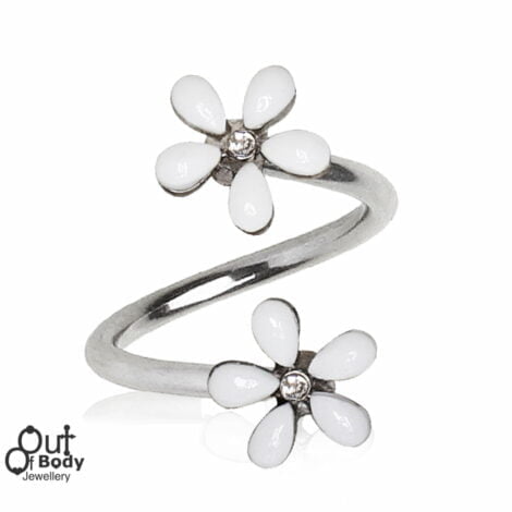 316L Surgical Steel Twist with White Wildflower CZ Ends