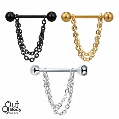 316L Steel Barbell with Double Looped Chains