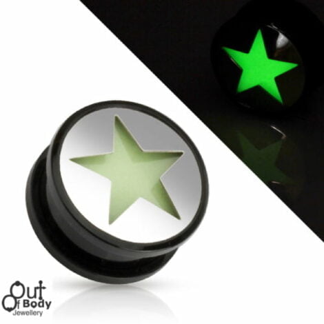 Acrylic Glow In The Dark Hollow Star Threaded Tunnel