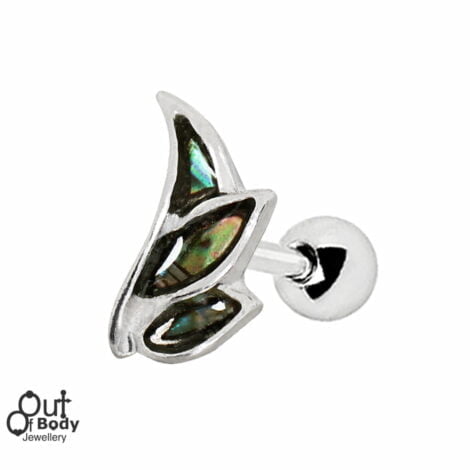 Cartilage Helix Tragus Barbell with Abalone Shell Wings