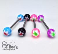 Acrylic Bunny Pattern Balls Tongue Nipple Barbell/ Mixed Sizes