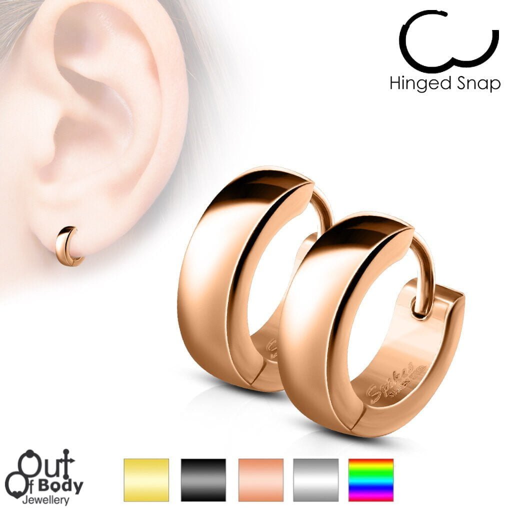 Plain Classic Dome Hoop/ Huggie Earring Pairs In Stainless Steel
