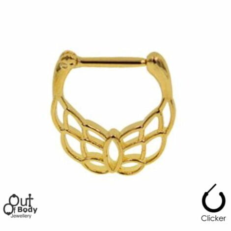 Septum Clicker Hinged Lotus Fan Nose Ring