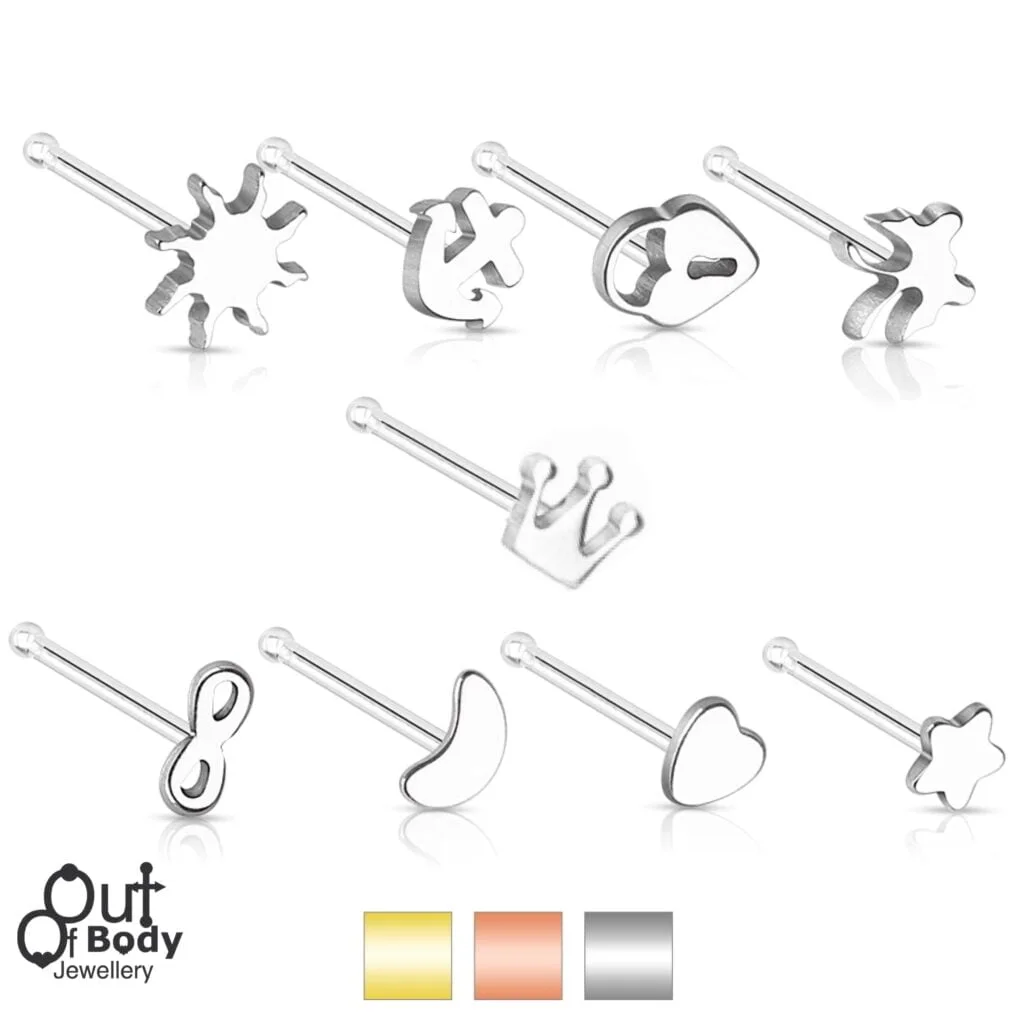 20G Mixed Shape Top Nose Bone Stud