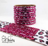 Leopard Print Pink Wristband With Pink Rhinestones