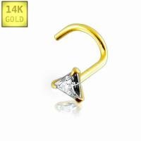 14KT Gold Prong Set 3mm Triangle CZ Nose Screw