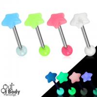 Acrylic Glow In The Dark Star Top Tongue Barbell