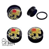 Acrylic Red Rose Skeleton Cameo Threaded Tunnel
