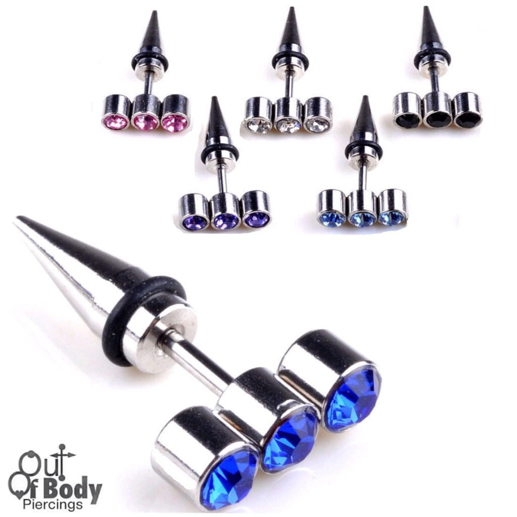 Fake Cone Taper W/ Triple CZ Gem Row & O-Ring