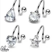 316L Surgical Steel Twist With Prong CZ Gems