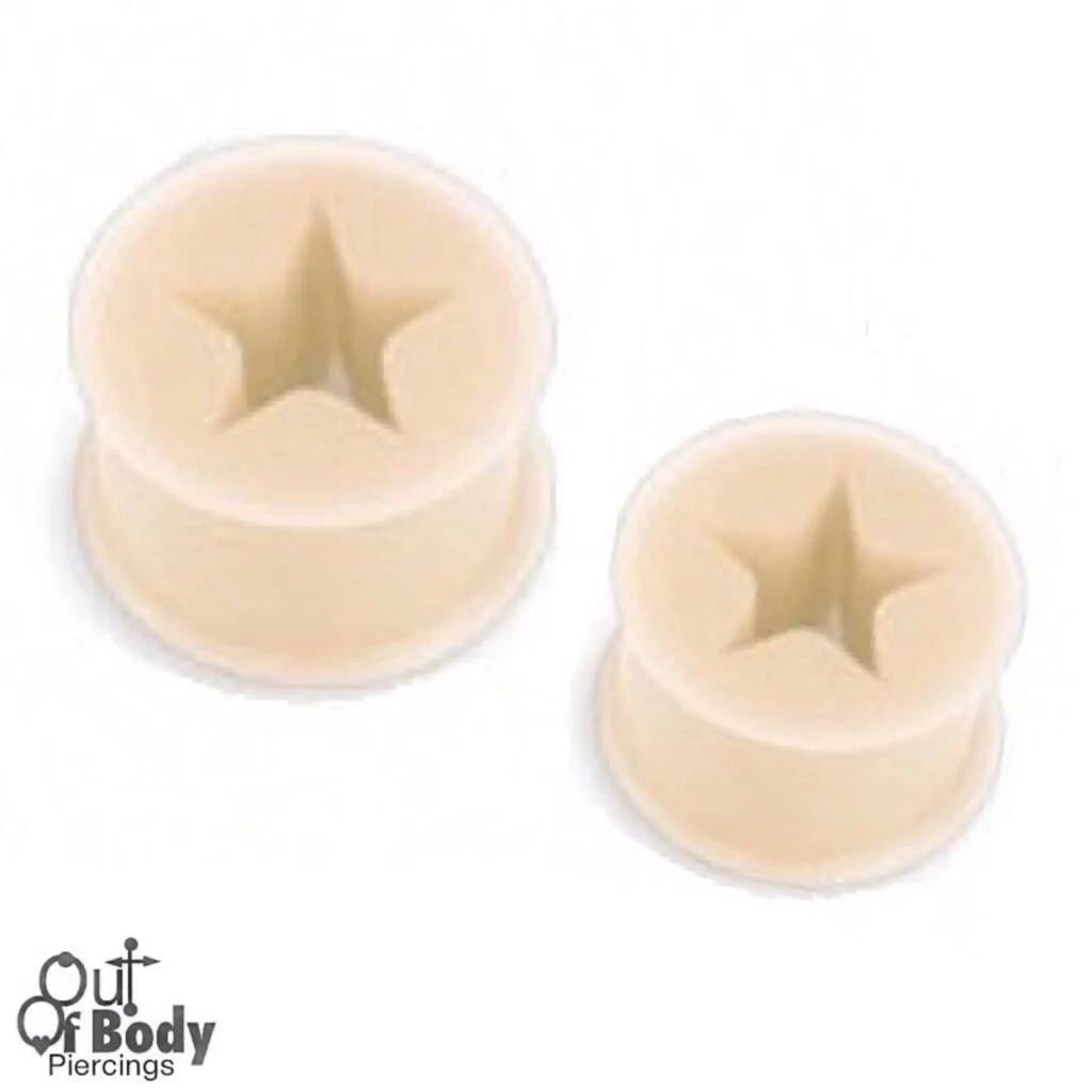 Silicon Double Flare Skin Tone Hider Plug W/ Star Center