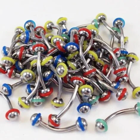 Colourful Silicon O-Rings Curved Barbell Eyebrow