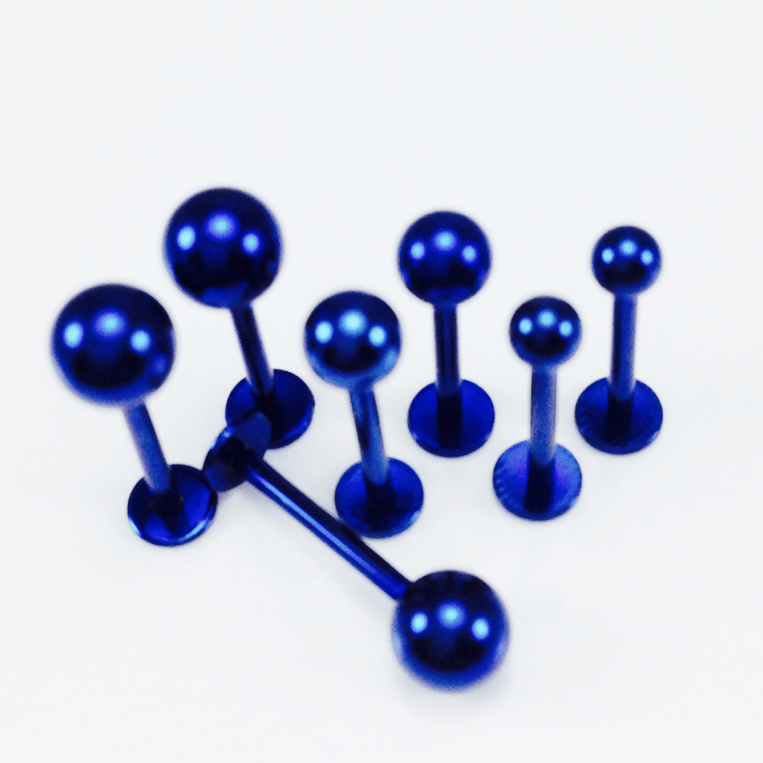 Blue Titanium Anodised Labrets Triple Helix/ Lobe