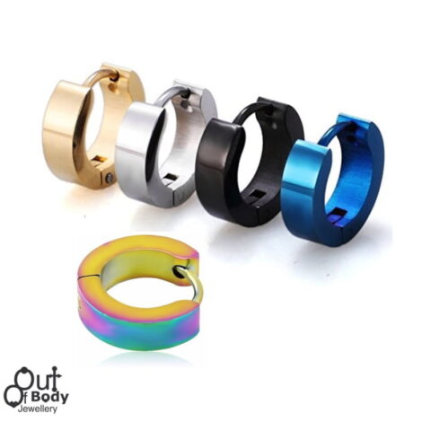 Flat Hoop/ Huggie Earring Pairs In Titanium Plated Colours