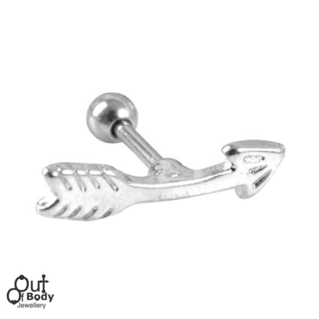 Cartilage/ Helix Lobe Barbell w/ Curved Arrow Top