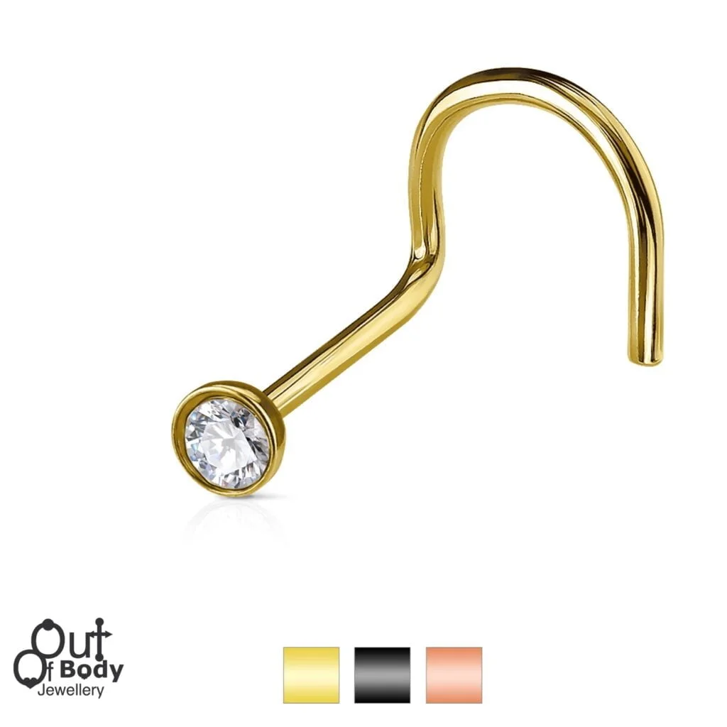 18G/ 20G Crystal Set Low Half Ball Top Nose Screw