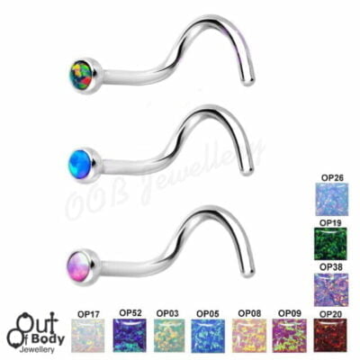 20G Opal Top Nose Screw 316l Surgical Steel