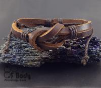 Brown Leather Knot Wristband