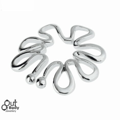 Non Piercing Clip On Looped Flower Nipple Ring Shield