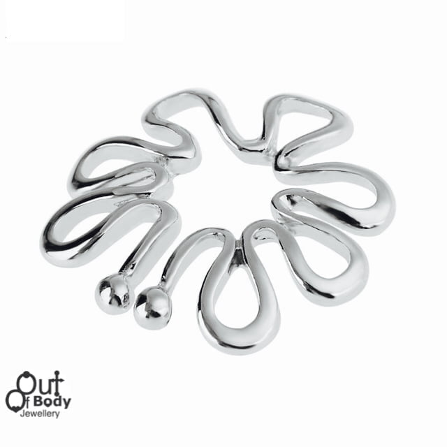 Non Piercing Clip On Looped Flower Nipple Ring Shield