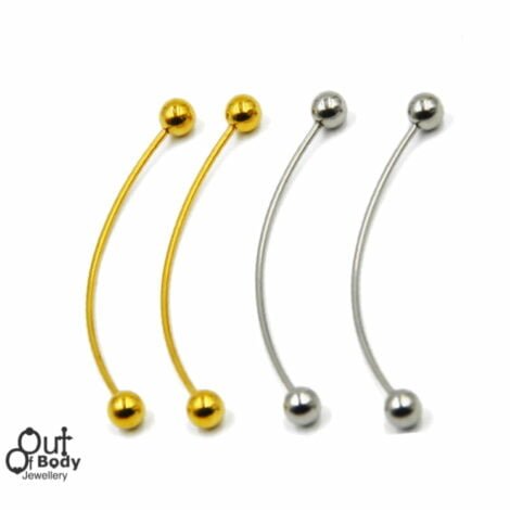 316L Surgical Steel Long Curved barbell 18G Lobe Earring
