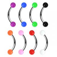 Curved Eyebrow Barbell W/ Acrylic Solid Coloured Balls