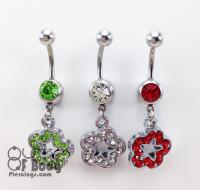 Star Flower Crystal Paved Belly Ring