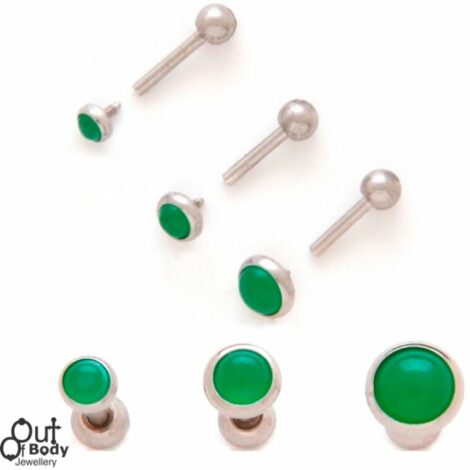 Cartilage/ Tragus Barbell Flat Base With Jade In Triple Set