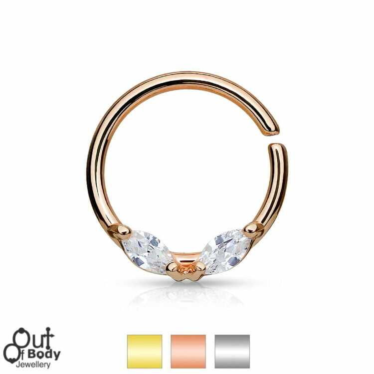 Septum Cartilage/Ear Bendable Hoop Ring W/ Prong Marquis CZ