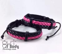 Black & Pink Black Plaited Wristband