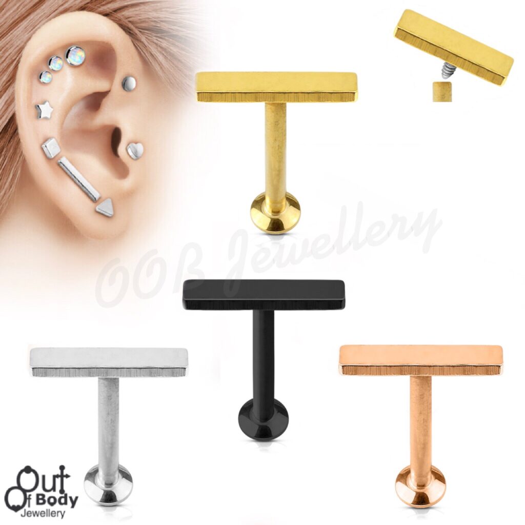 Ear Labret Stud with 9mm Bar Top Internally Threaded 316L