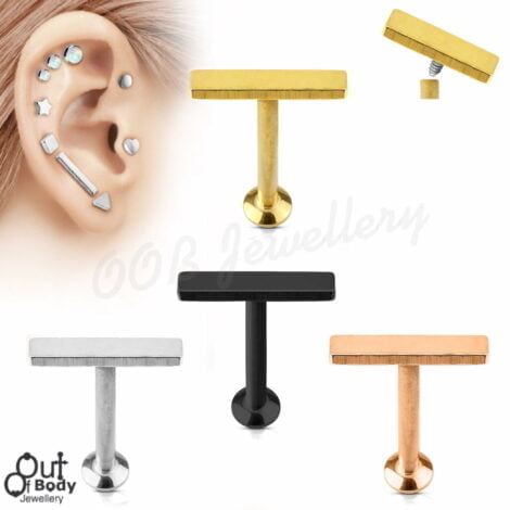 Ear Labret Stud with 9mm Bar Top Internally Threaded 316L
