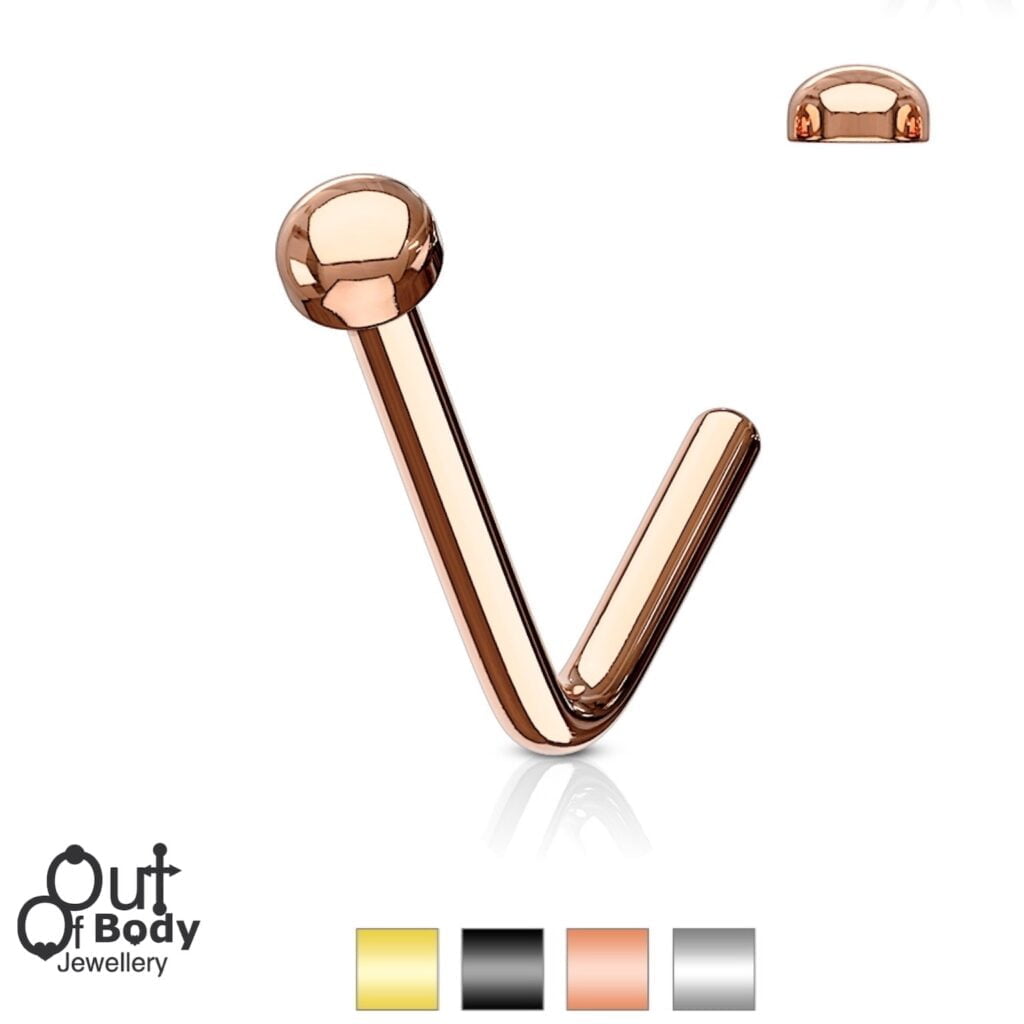 18G/ 20G Half Ball Dome Top L Bend Nose Stud