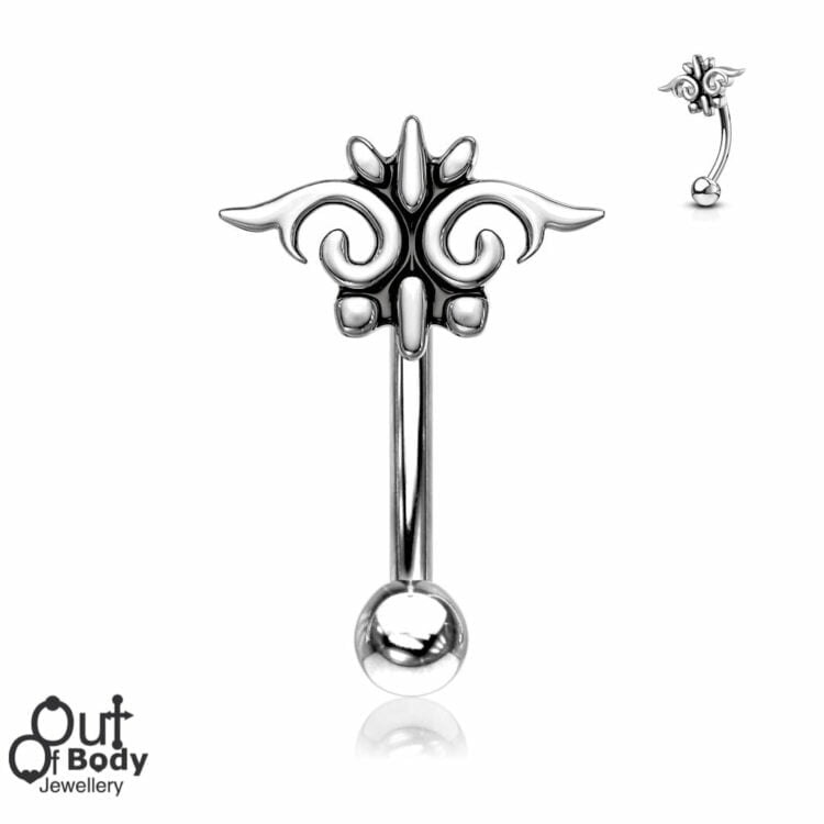 Curved Barbell Filigree Tribal Top Eyebrow Rook Jewelley