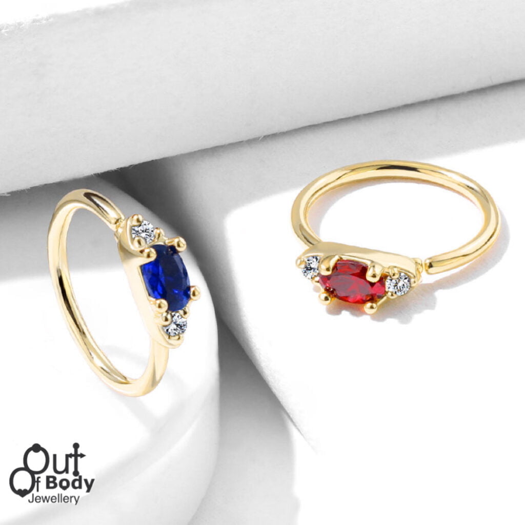 Hoop Golden Regency Oval Centred CZ Hoop Ring