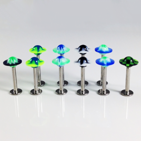 Labret with Acrylic UFO Shaped Top/ 3PC Pack