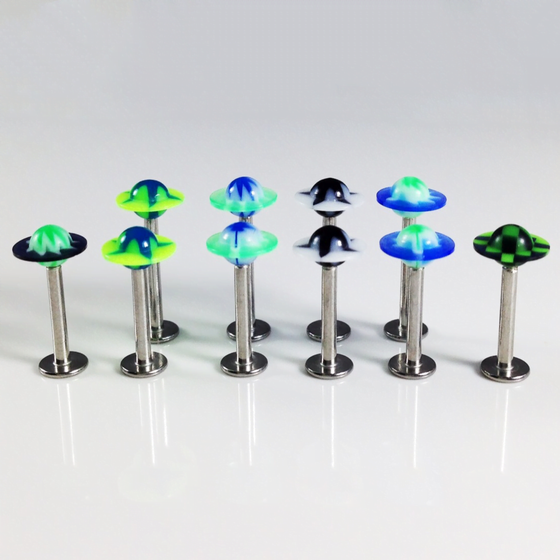 Labret with Acrylic UFO Shaped Top/ 3PC Pack