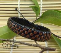 Brown & Black checked Leather Wristband