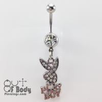 Crystal Paved Bunny W/ Logo Belly Ring