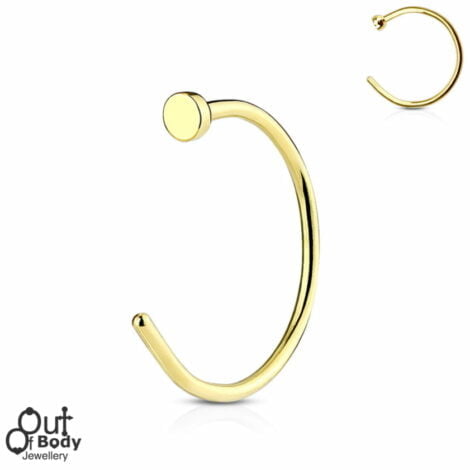 Hoop Nose Open Ring With Flat End IP Gold