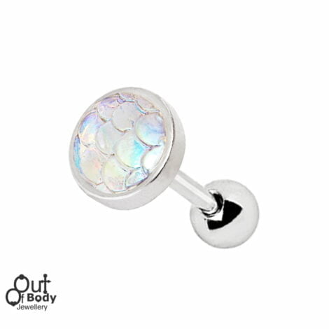 Cartilage Helix Barbell With Aurora Mermaid Fish Scale Top